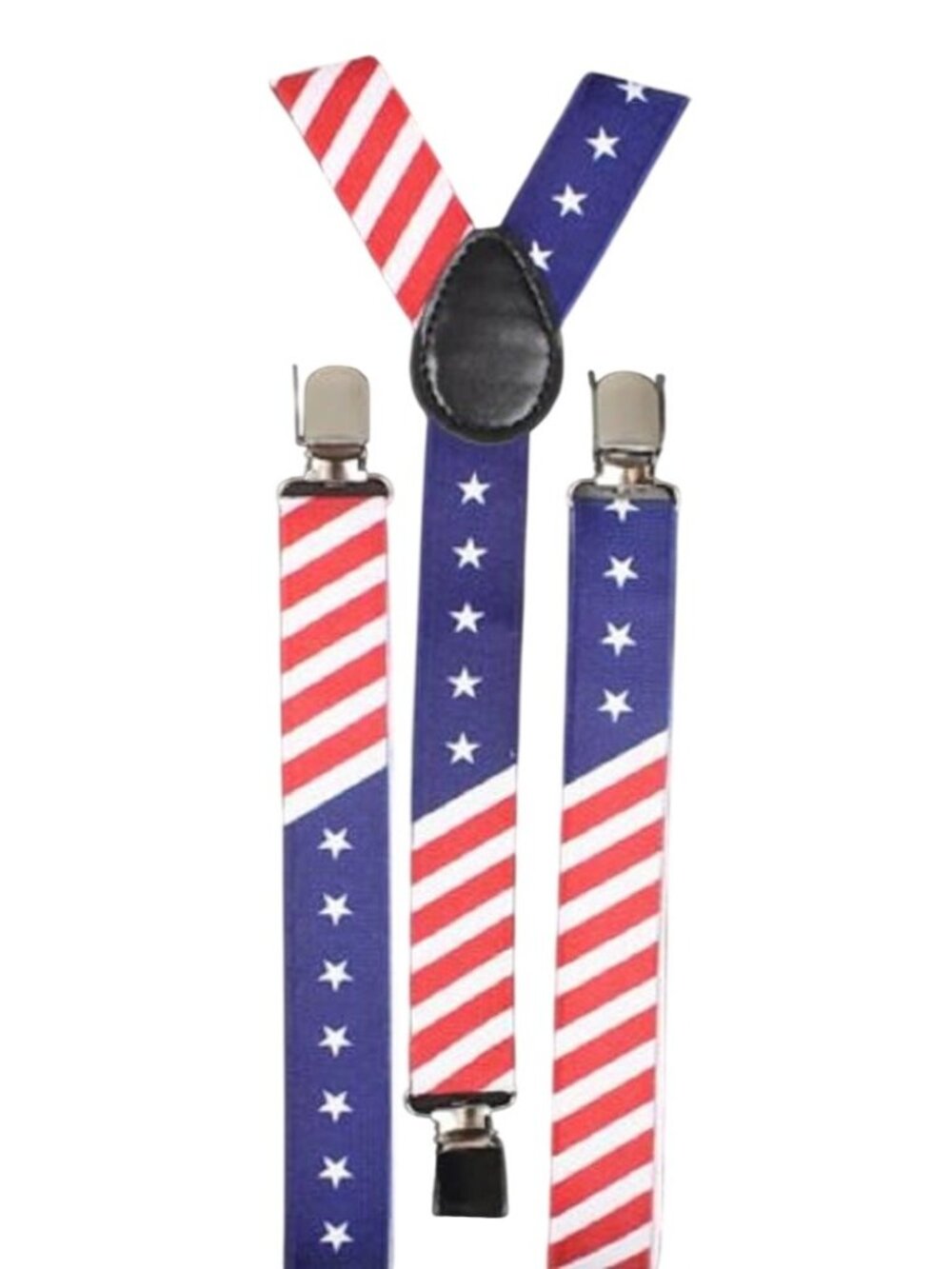 Adult American Flag Patriotic Adjustable Suspenders With Clips